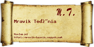 Mravik Teónia névjegykártya